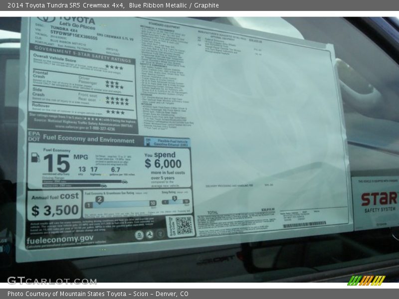 Blue Ribbon Metallic / Graphite 2014 Toyota Tundra SR5 Crewmax 4x4