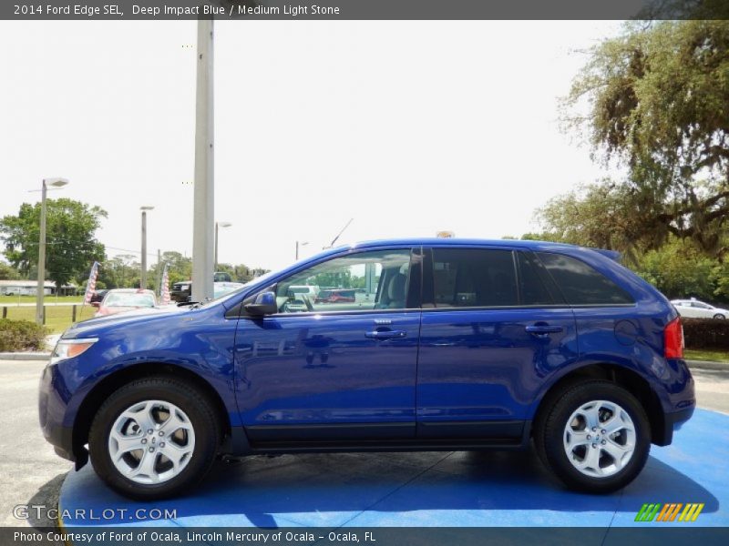 Deep Impact Blue / Medium Light Stone 2014 Ford Edge SEL