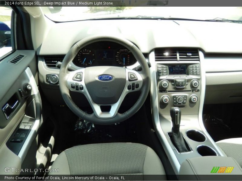 Deep Impact Blue / Medium Light Stone 2014 Ford Edge SEL