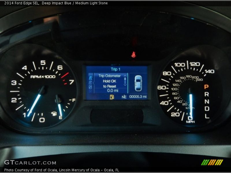 Deep Impact Blue / Medium Light Stone 2014 Ford Edge SEL