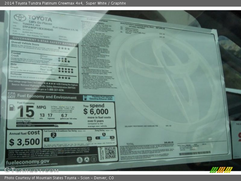 Super White / Graphite 2014 Toyota Tundra Platinum Crewmax 4x4