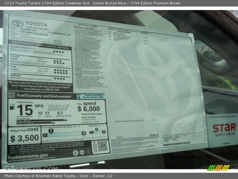 Sunset Bronze Mica / 1794 Edition Premium Brown 2014 Toyota Tundra 1794 Edition Crewmax 4x4