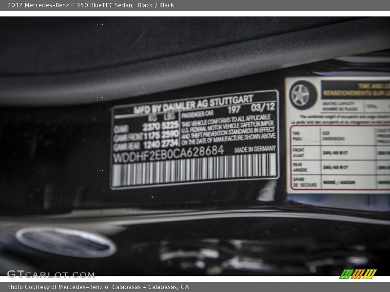 Black / Black 2012 Mercedes-Benz E 350 BlueTEC Sedan