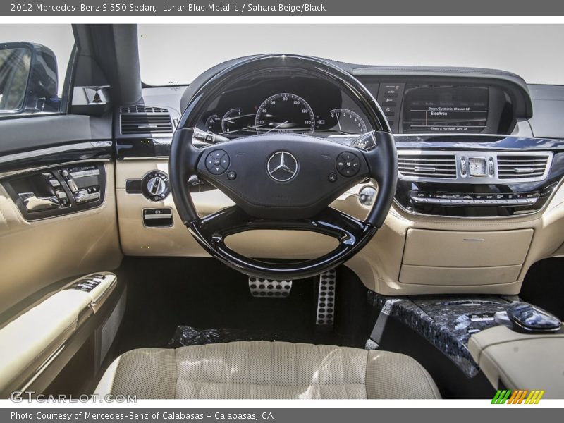 Lunar Blue Metallic / Sahara Beige/Black 2012 Mercedes-Benz S 550 Sedan