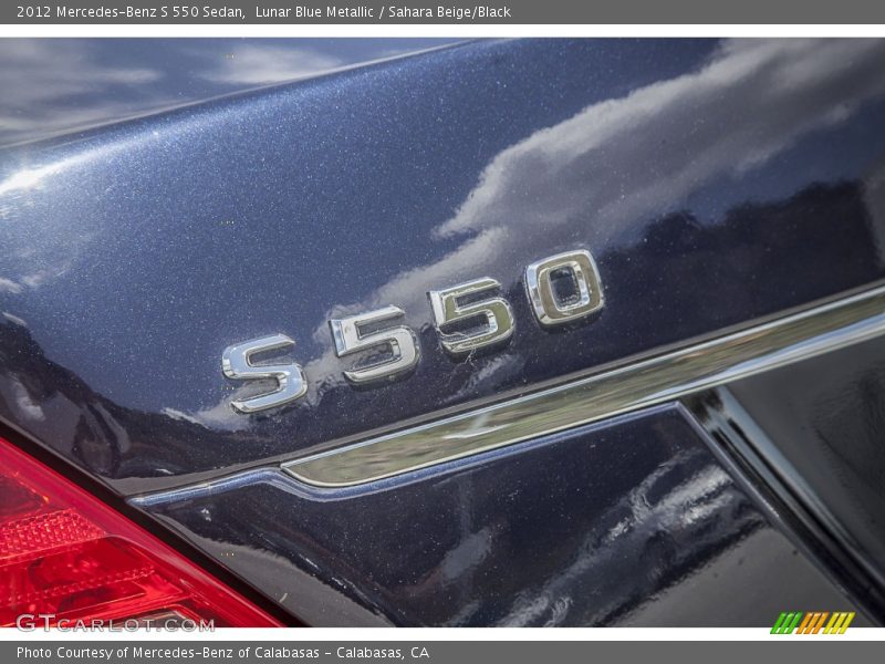 Lunar Blue Metallic / Sahara Beige/Black 2012 Mercedes-Benz S 550 Sedan