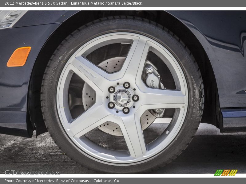 Lunar Blue Metallic / Sahara Beige/Black 2012 Mercedes-Benz S 550 Sedan