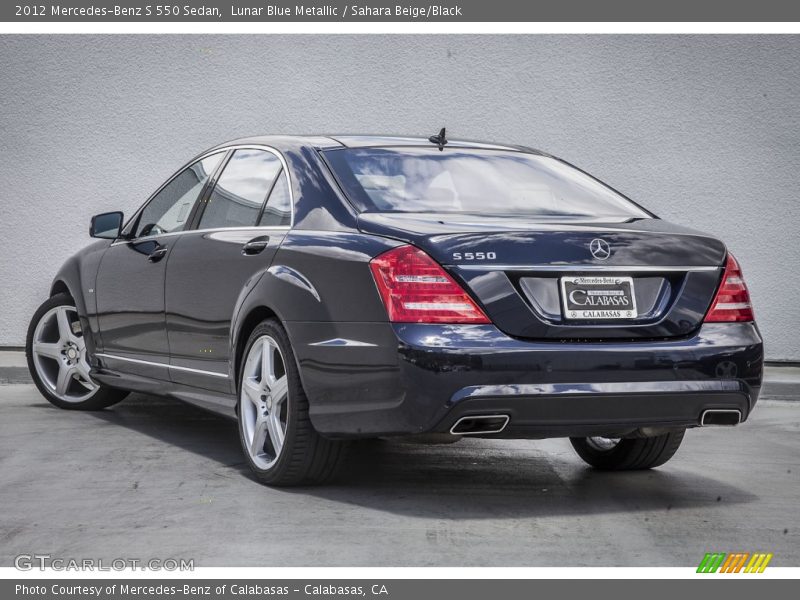 Lunar Blue Metallic / Sahara Beige/Black 2012 Mercedes-Benz S 550 Sedan