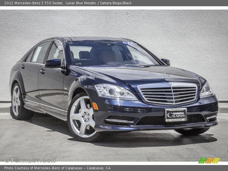 Lunar Blue Metallic / Sahara Beige/Black 2012 Mercedes-Benz S 550 Sedan