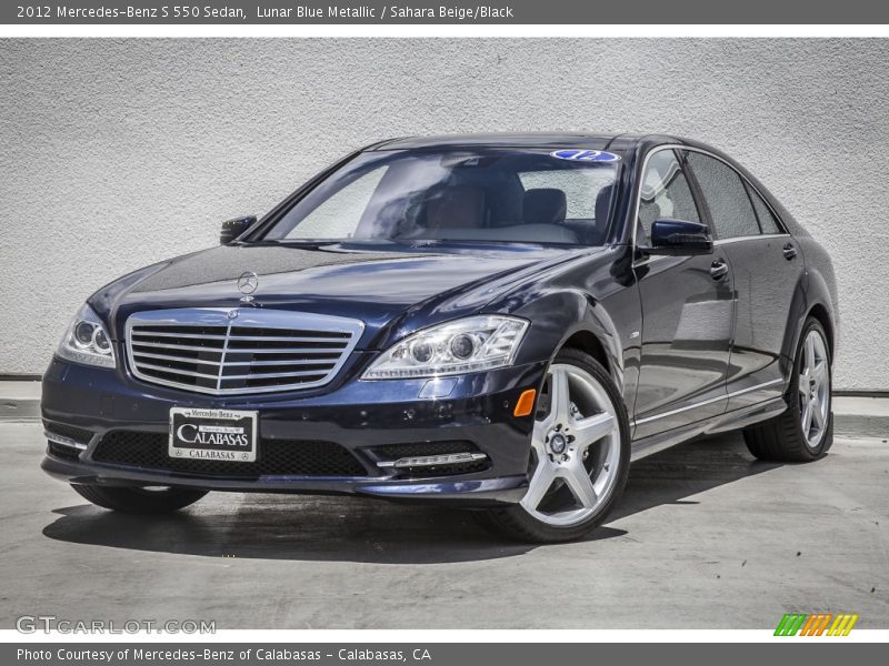 Lunar Blue Metallic / Sahara Beige/Black 2012 Mercedes-Benz S 550 Sedan