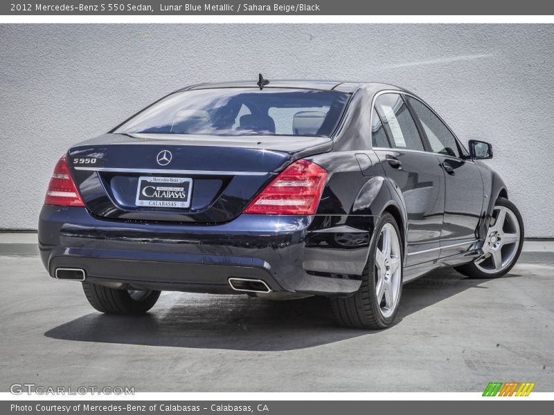Lunar Blue Metallic / Sahara Beige/Black 2012 Mercedes-Benz S 550 Sedan
