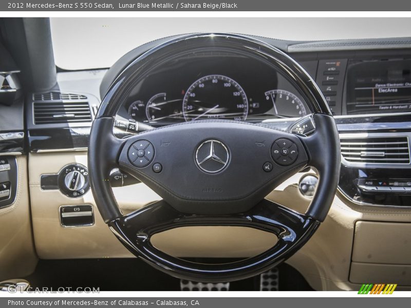 Lunar Blue Metallic / Sahara Beige/Black 2012 Mercedes-Benz S 550 Sedan