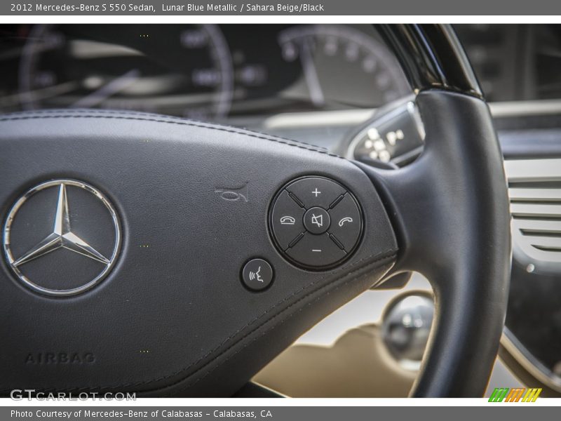 Lunar Blue Metallic / Sahara Beige/Black 2012 Mercedes-Benz S 550 Sedan