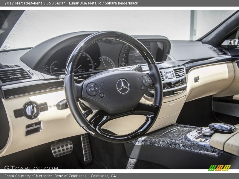 Lunar Blue Metallic / Sahara Beige/Black 2012 Mercedes-Benz S 550 Sedan
