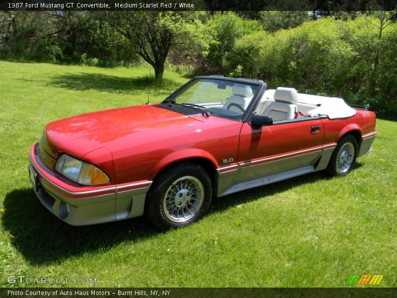 Medium Scarlet Red / White 1987 Ford Mustang GT Convertible