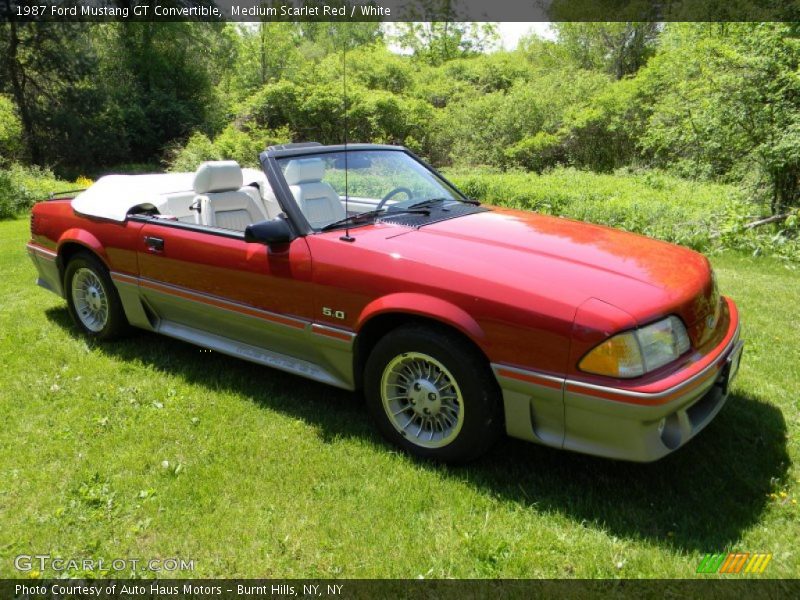 Medium Scarlet Red / White 1987 Ford Mustang GT Convertible