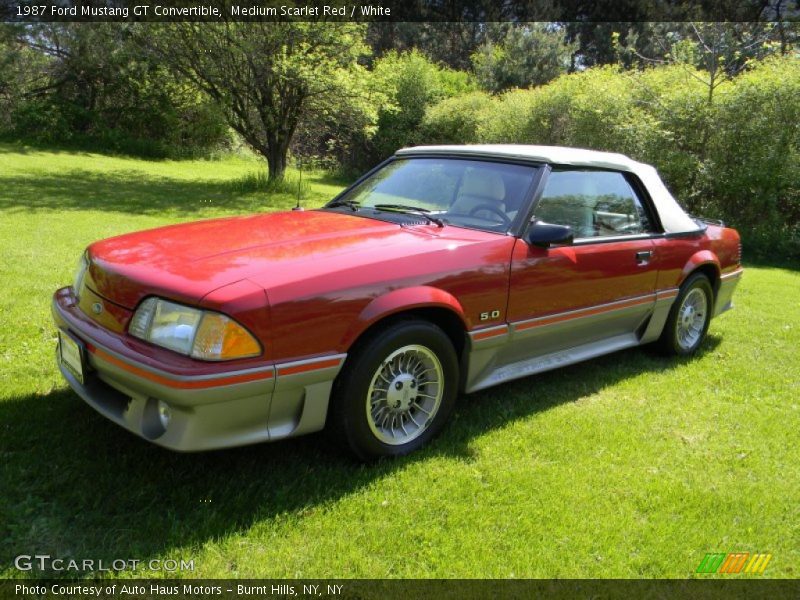 Medium Scarlet Red / White 1987 Ford Mustang GT Convertible