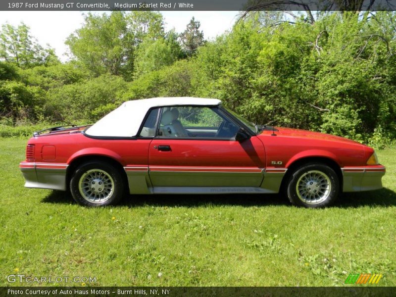 Medium Scarlet Red / White 1987 Ford Mustang GT Convertible