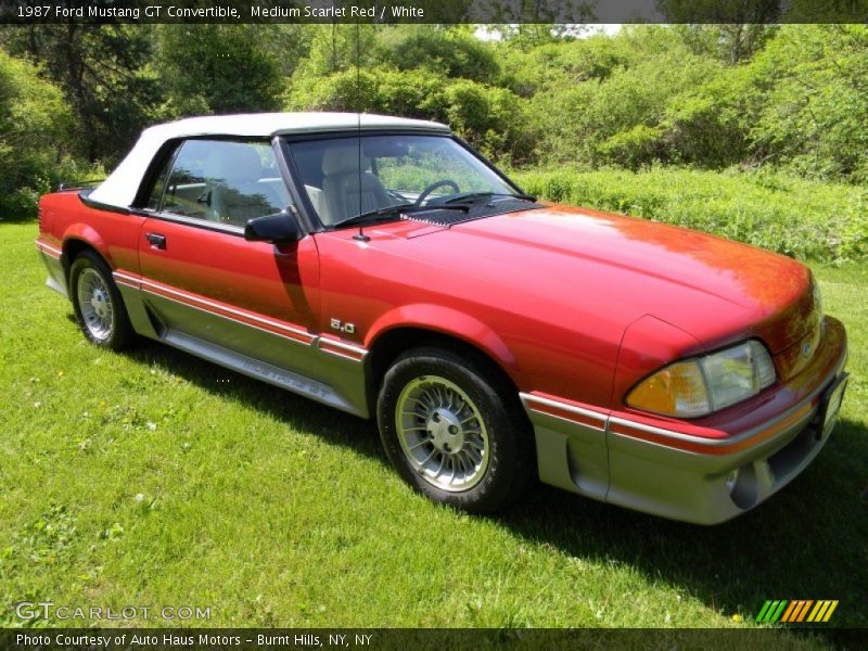 Medium Scarlet Red / White 1987 Ford Mustang GT Convertible