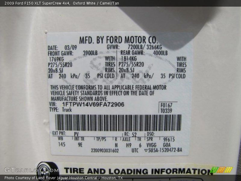 Oxford White / Camel/Tan 2009 Ford F150 XLT SuperCrew 4x4