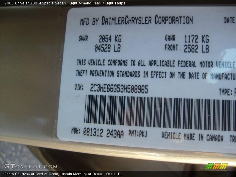 Light Almond Pearl / Light Taupe 2003 Chrysler 300 M Special Sedan