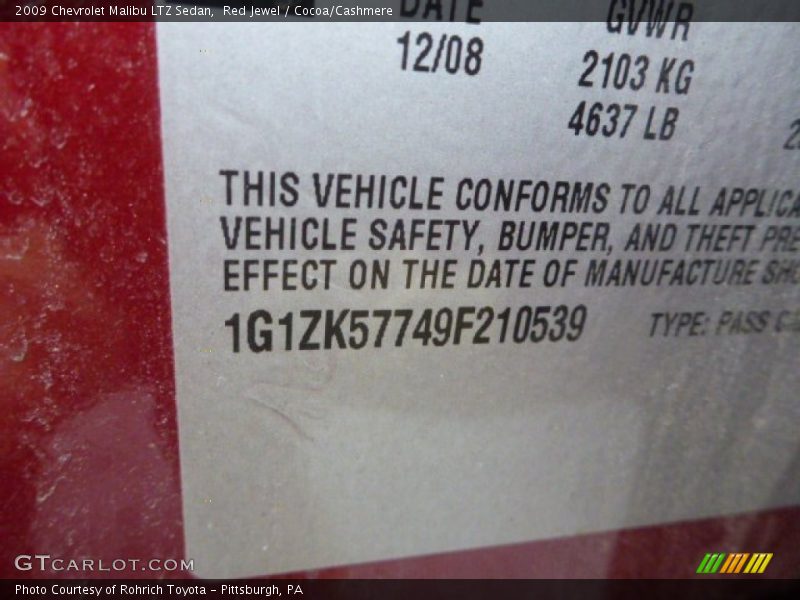Red Jewel / Cocoa/Cashmere 2009 Chevrolet Malibu LTZ Sedan
