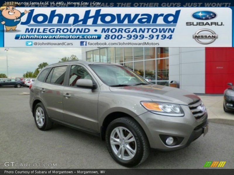 Mineral Gray / Gray 2012 Hyundai Santa Fe SE V6 AWD