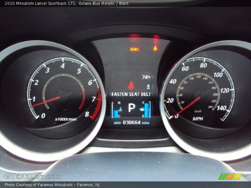 Octane Blue Metallic / Black 2010 Mitsubishi Lancer Sportback GTS