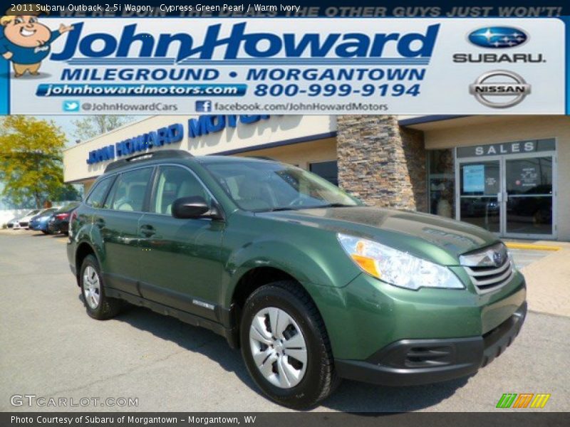 Cypress Green Pearl / Warm Ivory 2011 Subaru Outback 2.5i Wagon