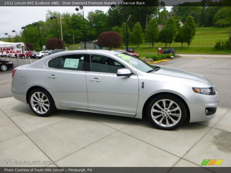 Silver Diamond Premium Metallic / Charcoal Black 2012 Lincoln MKS EcoBoost AWD