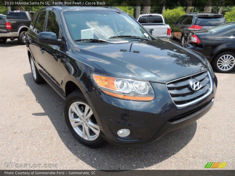 Pacific Blue Pearl / Cocoa Black 2010 Hyundai Santa Fe SE