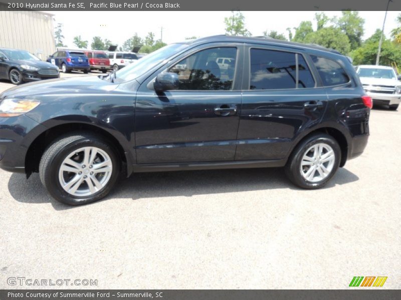 Pacific Blue Pearl / Cocoa Black 2010 Hyundai Santa Fe SE