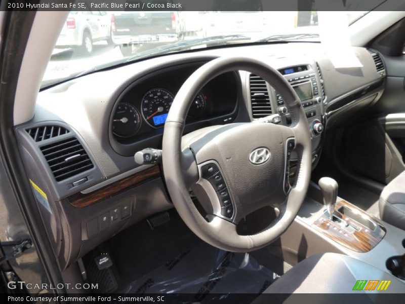 Pacific Blue Pearl / Cocoa Black 2010 Hyundai Santa Fe SE