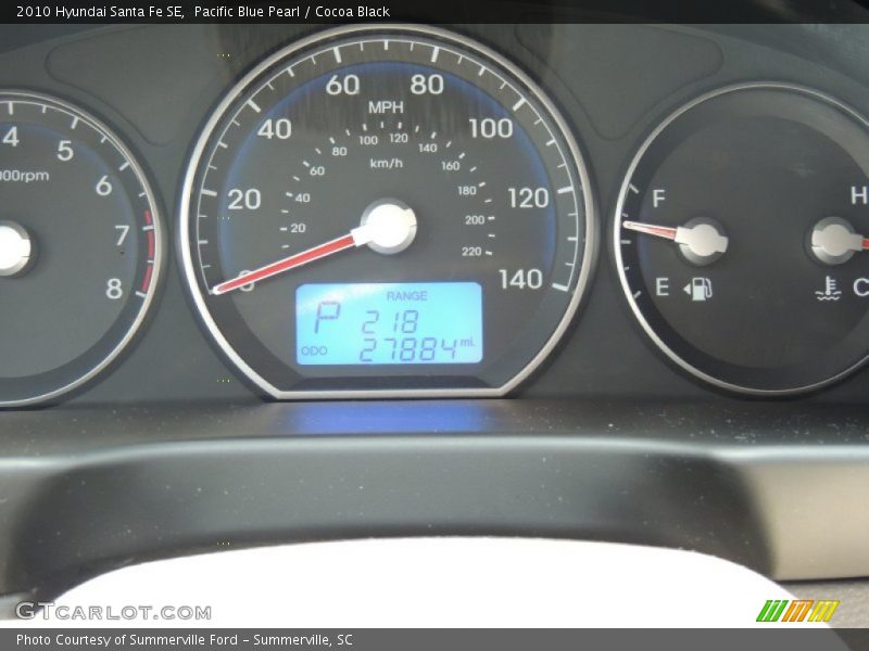 Pacific Blue Pearl / Cocoa Black 2010 Hyundai Santa Fe SE