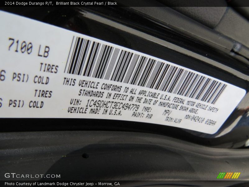 Brilliant Black Crystal Pearl / Black 2014 Dodge Durango R/T