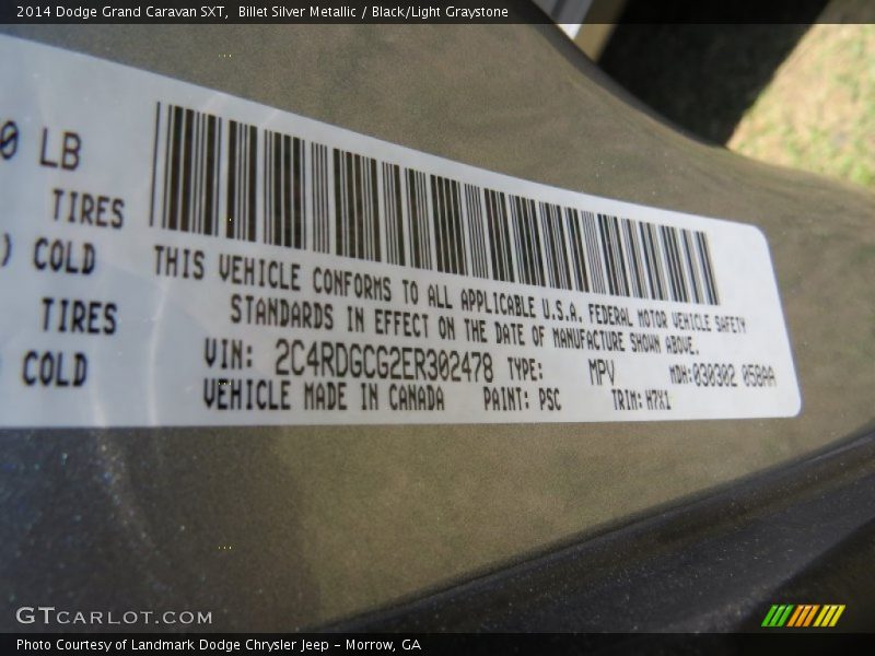 Billet Silver Metallic / Black/Light Graystone 2014 Dodge Grand Caravan SXT