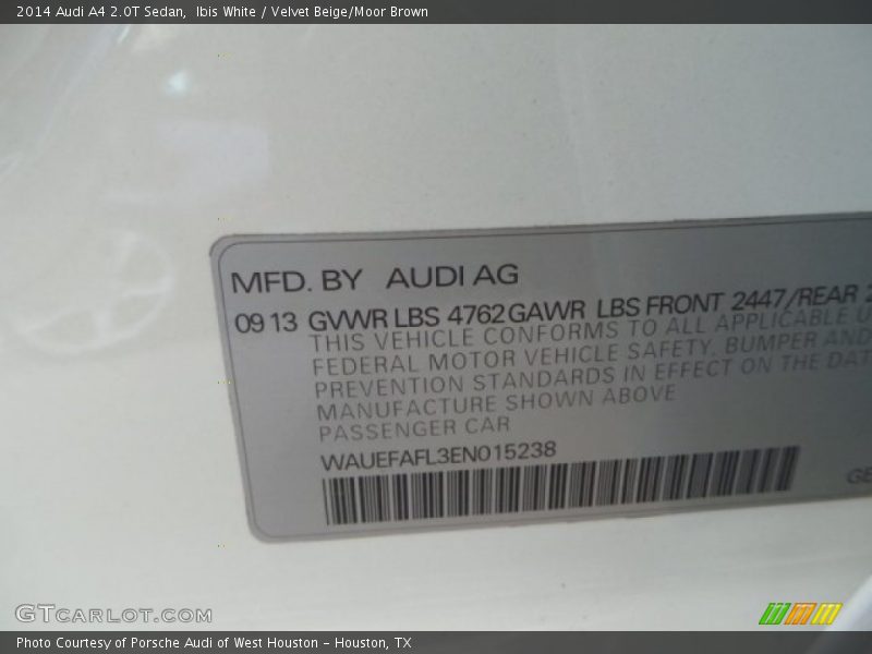 Ibis White / Velvet Beige/Moor Brown 2014 Audi A4 2.0T Sedan