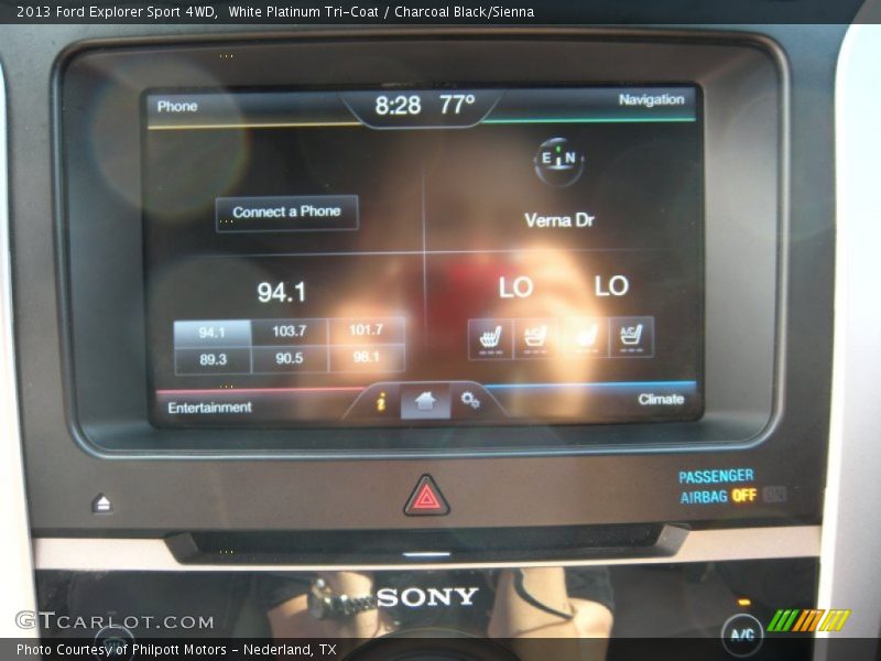 White Platinum Tri-Coat / Charcoal Black/Sienna 2013 Ford Explorer Sport 4WD