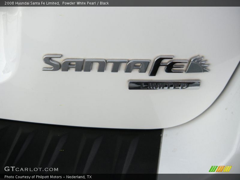 Powder White Pearl / Black 2008 Hyundai Santa Fe Limited