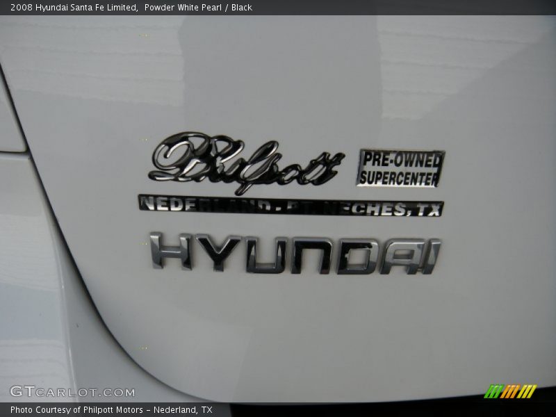 Powder White Pearl / Black 2008 Hyundai Santa Fe Limited