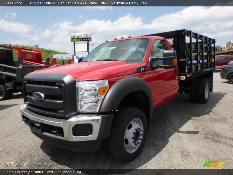 Vermillion Red / Steel 2014 Ford F550 Super Duty XL Regular Cab 4x4 Stake Truck