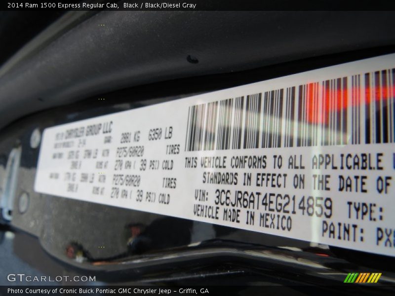 Black / Black/Diesel Gray 2014 Ram 1500 Express Regular Cab
