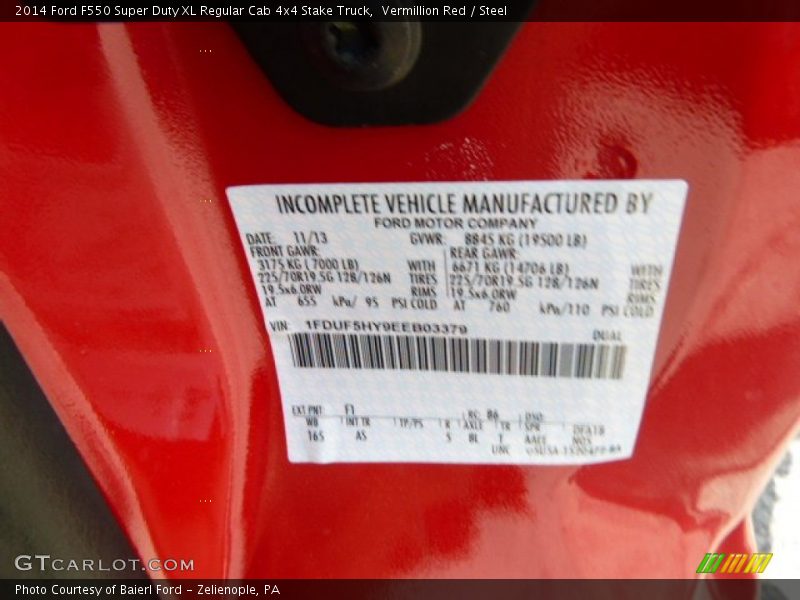 Vermillion Red / Steel 2014 Ford F550 Super Duty XL Regular Cab 4x4 Stake Truck