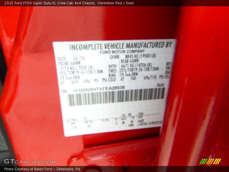 Vermillion Red / Steel 2015 Ford F550 Super Duty XL Crew Cab 4x4 Chassis