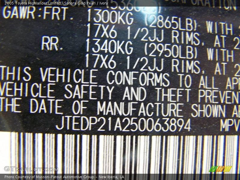 Sonora Gold Pearl / Ivory 2005 Toyota Highlander Limited