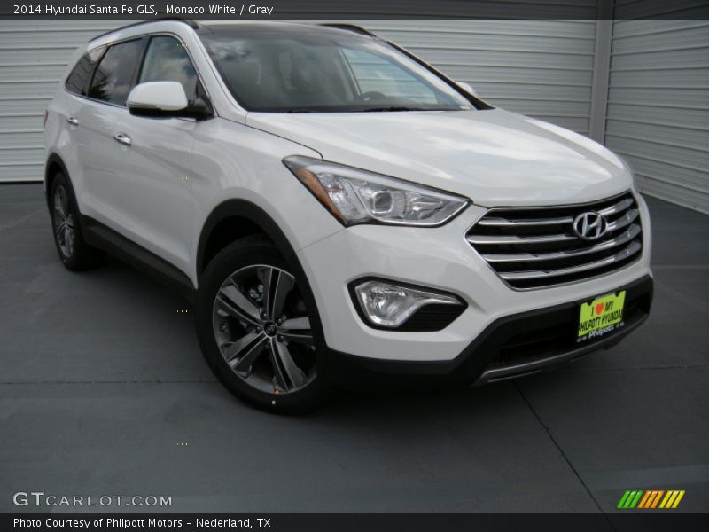 Monaco White / Gray 2014 Hyundai Santa Fe GLS