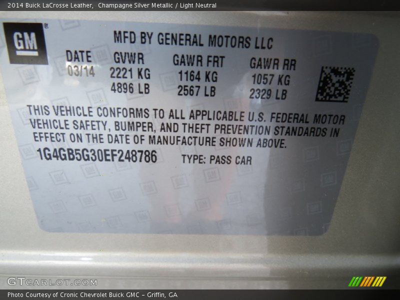 Champagne Silver Metallic / Light Neutral 2014 Buick LaCrosse Leather