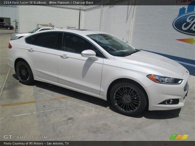 White Platinum / Charcoal Black 2014 Ford Fusion SE EcoBoost