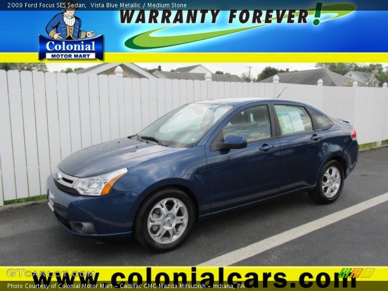 Vista Blue Metallic / Medium Stone 2009 Ford Focus SES Sedan