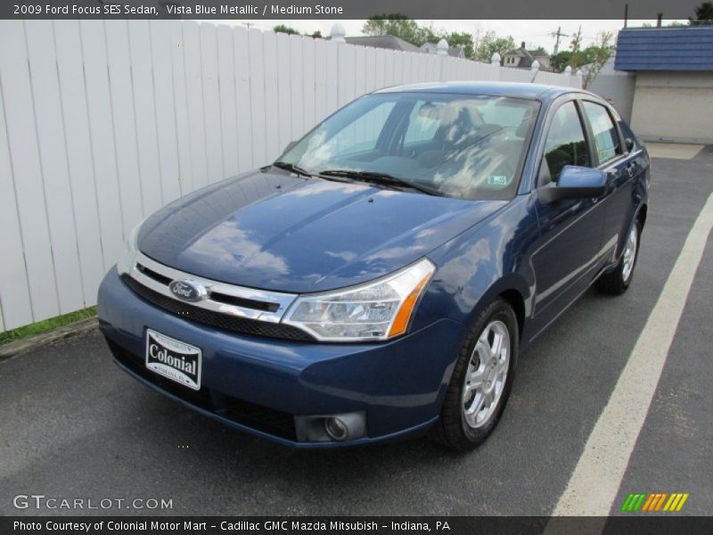 Vista Blue Metallic / Medium Stone 2009 Ford Focus SES Sedan