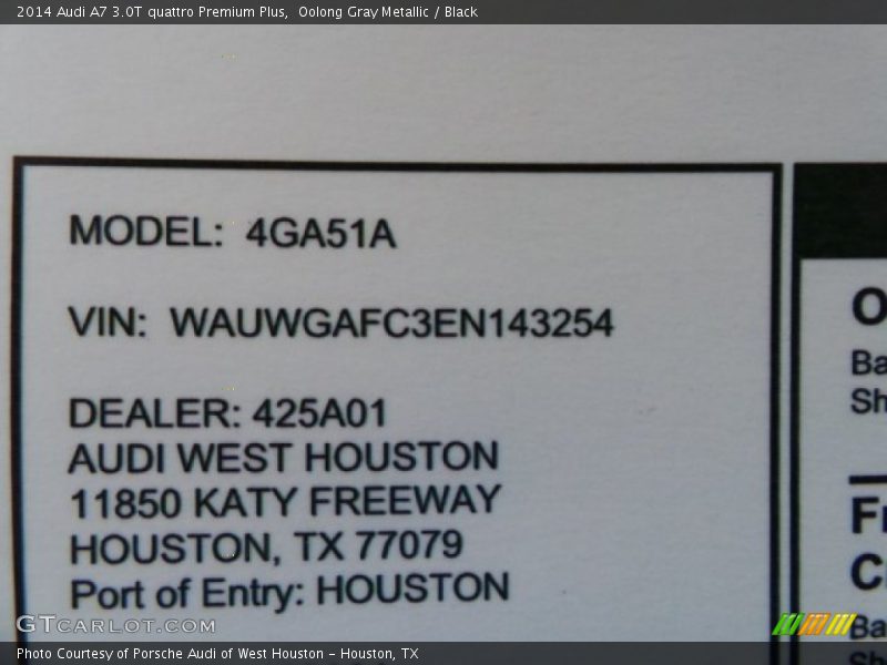 Oolong Gray Metallic / Black 2014 Audi A7 3.0T quattro Premium Plus